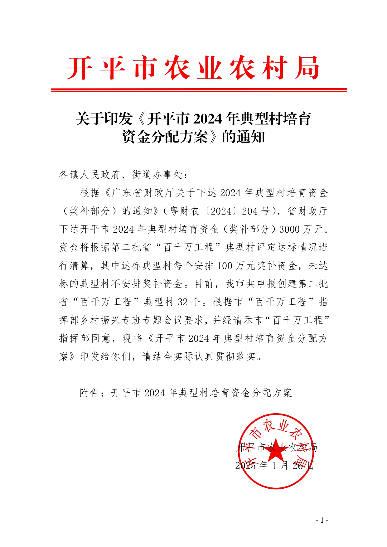 關(guān)于印發(fā)《開平市2024年典型村培育資金分配方案》的通知(已蓋章)_page-0001.jpg